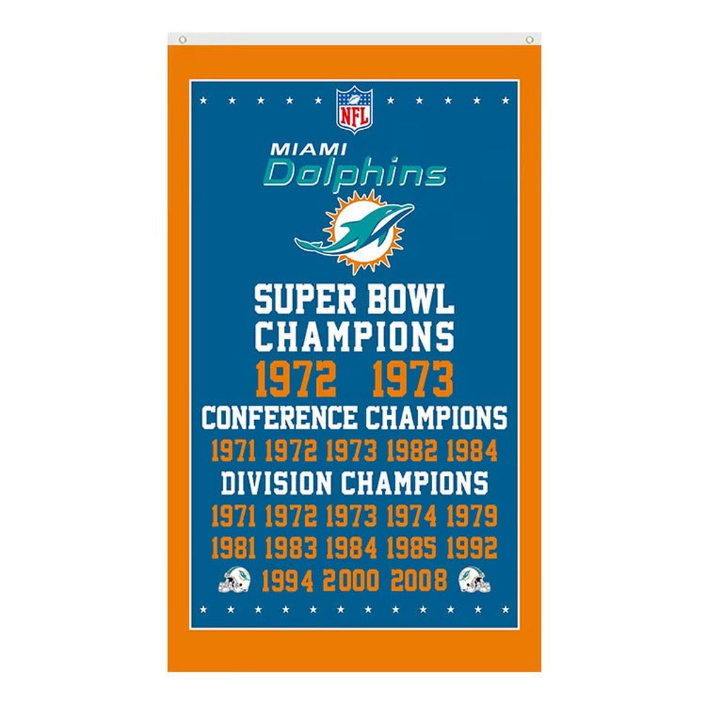 Miami Dolphins Super Bowl Champions Novelty Flag Banner NEW! 3 ft x 5 ft Home & Garden:Yard, Garden & Outdoor Living:Décor:Flags Style Your Walls